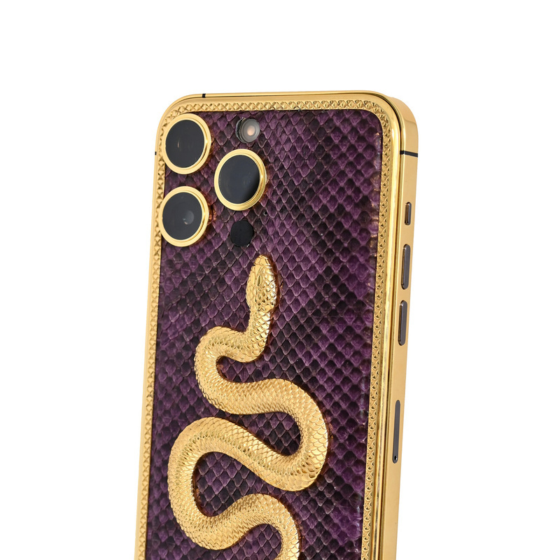Caviar Luxury 24K Gold Customized iPhone 14 Pro 128 GB Leather Exotic Snake Limited Edition, UAE Version